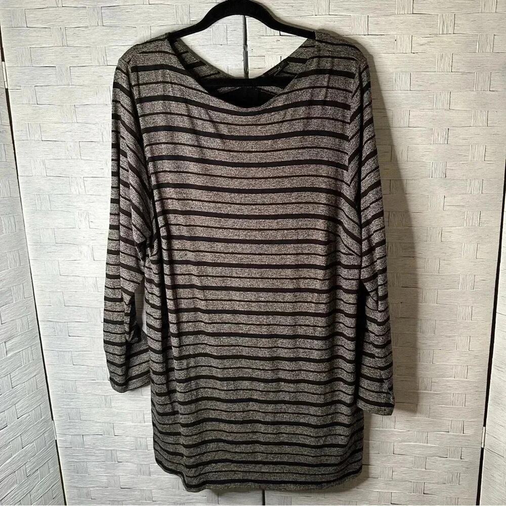 J Jill Womens Blouse black & gray straight business casual Lagenlook plus size